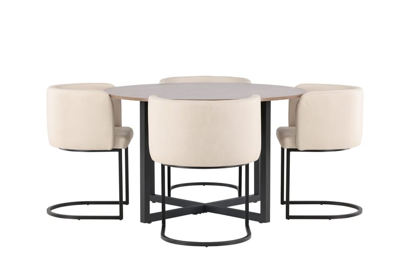 Durango Matgrupp 120 cm Rund med 4 Simrishamn Stolar, Valnöt