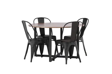 Durango Matgrupp 120 cm Rund med 4 Tempe Stolar - Valnöt - Products - Möbler - Bord & matgrupp - Matgrupp