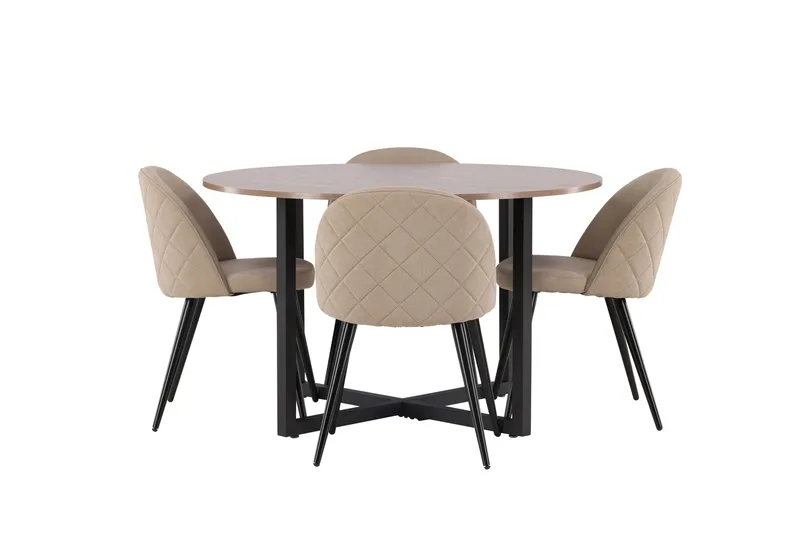 Durango Matgrupp 120 cm Rund med 4 Velvets Stolar - Valnöt - Products - Möbler - Bord & matgrupp - Matgrupp