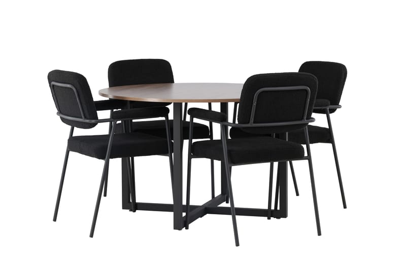 Durango Matgrupp 120 cm Rund med 4 Yesterday Stolar - Valnöt - Products - Möbler - Bord & matgrupp - Matgrupp