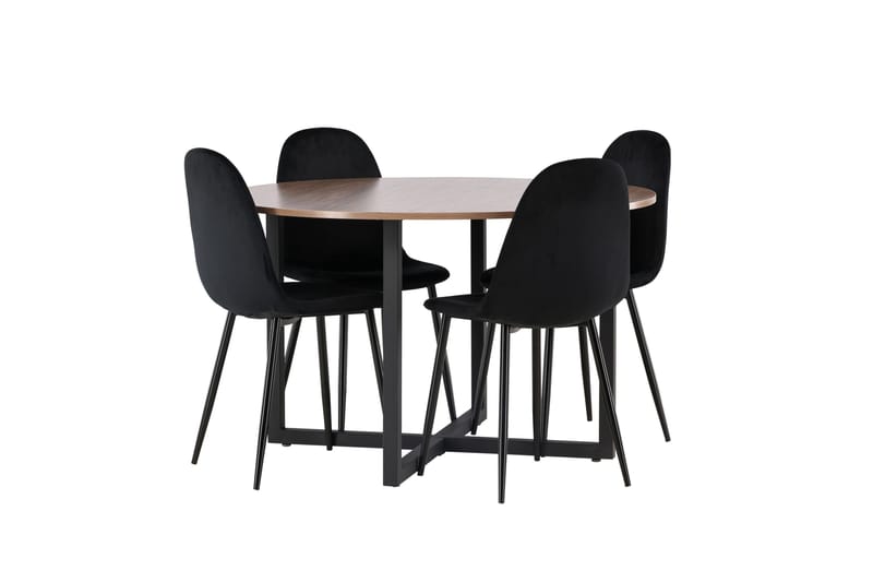 Durango Matgrupp 120 cm Rund med 4 Polar Stolar - Valnöt - Products - Möbler - Bord & matgrupp - Matgrupp