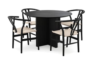 Svart/Natur/Beige - Svartlaserad ek