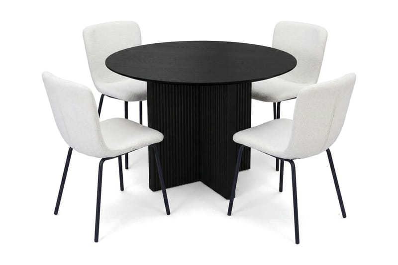 Edda Matgrupp runt 110 cm Svart med 4 Katy Matstolar - Svartlaserad ek - Products - Möbler - Bord & matgrupp - Matgrupp