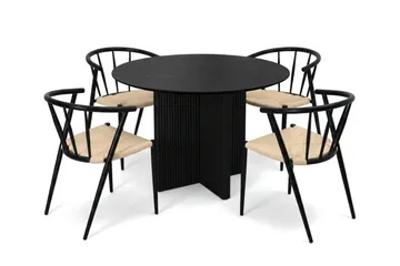 Edda Matgrupp runt 110 cm Svart med 4 Winston Matstolar - Svartlaserad ek - Products - Möbler - Bord & matgrupp - Matgrupp