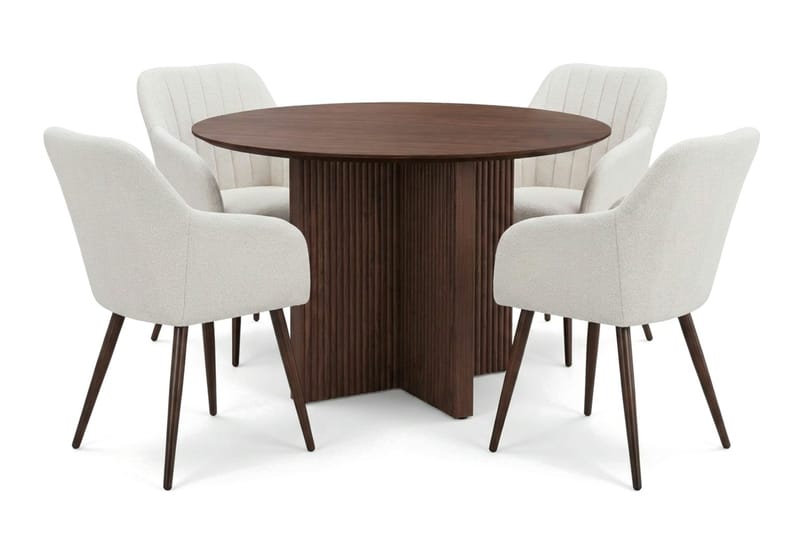 Edda Matgrupp runt 110 cm Valnöt med 4 Filippa Matstolar - Valnöt - Products - Möbler - Bord & matgrupp - Matgrupp