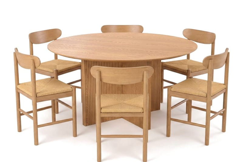 Edda Matgrupp runt 150 cm Ek med 6 Malte Matstolar - Ek - Products - Möbler - Bord & matgrupp - Matgrupp