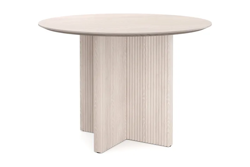 Edda Runt Matbord 110cm Fanér, Vitlaserad ek