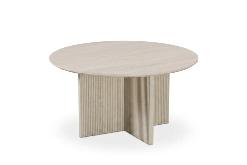 Edda Soffbord Rund 85 cm, Vitlaserad ek
