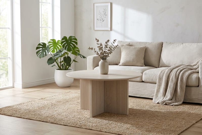 Edda Soffbord Rund 85 cm - Vitlaserad ek - Products - Möbler - Bord & matgrupp - Soffbord