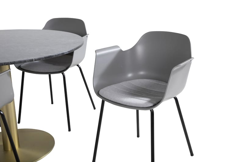 Estelle Matgrupp 106 cm Rund med 4 Comfort stolar - Svart/Guld - Products - Möbler - Bord & matgrupp - Matgrupp