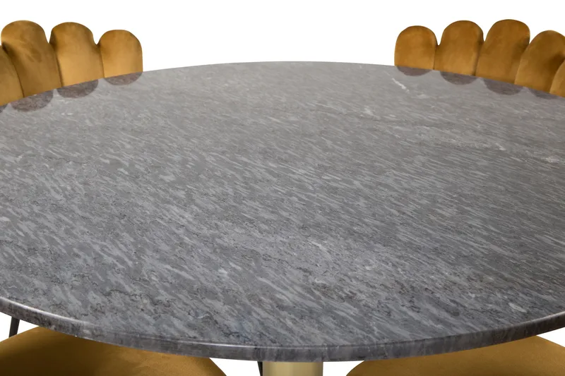 Estelle Matgrupp 106 cm Rund med 4 Limhamn stolar - Svart/Guld - Products - Möbler - Bord & matgrupp - Matgrupp