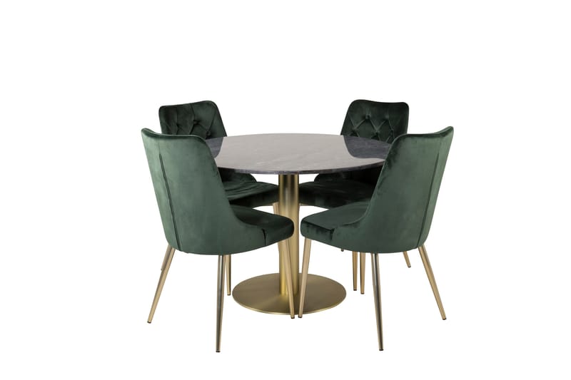 Estelle Matgrupp 106 cm Rund med 4 Velvet Deluxe stolar - Svart/Guld - Products - Möbler - Bord & matgrupp - Matgrupp