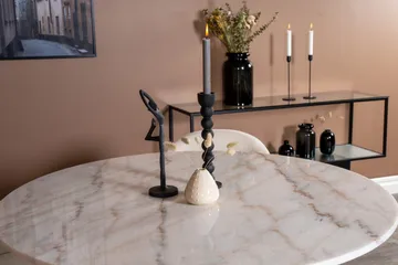 Estelle Matgrupp 106 cm Rund med 4 Velvet stolar - Beige - Products - Möbler - Bord & matgrupp - Matgrupp