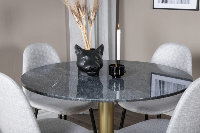 Estelle Matgrupp 106 cm Rund med 4 Polar stolar - Svart/Guld - Products - Möbler - Bord & matgrupp - Matgrupp