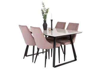Estelle Matgrupp 140 cm Rektangulär med 4 Leone stolar - Svart - Products - Möbler - Bord & matgrupp - Matgrupp