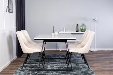 Estelle Matgrupp 140 cm Rektangulär med 4 Velvet Deluxe stolar, Beige