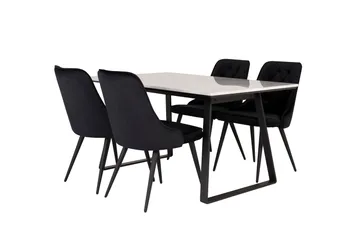 Estelle Matgrupp 140 cm Rektangulär med 4 Velvet Deluxe stolar - Svart - Products - Möbler - Bord & matgrupp - Matgrupp