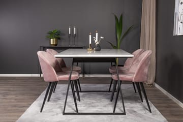 Estelle Matgrupp 140 cm Rektangulär med 4 Velvet stolar - Svart - Products - Möbler - Bord & matgrupp - Matgrupp