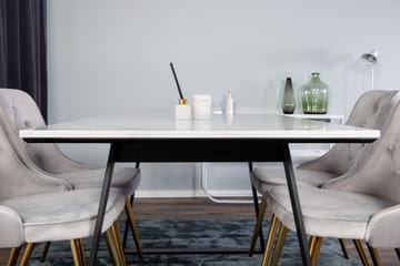 Estelle Matgrupp 140 cm Rektangulär med 4 Velvet stolar - Svart/Guld - Products - Möbler - Bord & matgrupp - Matgrupp