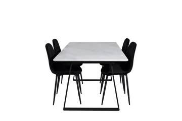 Estelle Matgrupp 140 cm Rektangulär med 4 Polar stolar, Svart