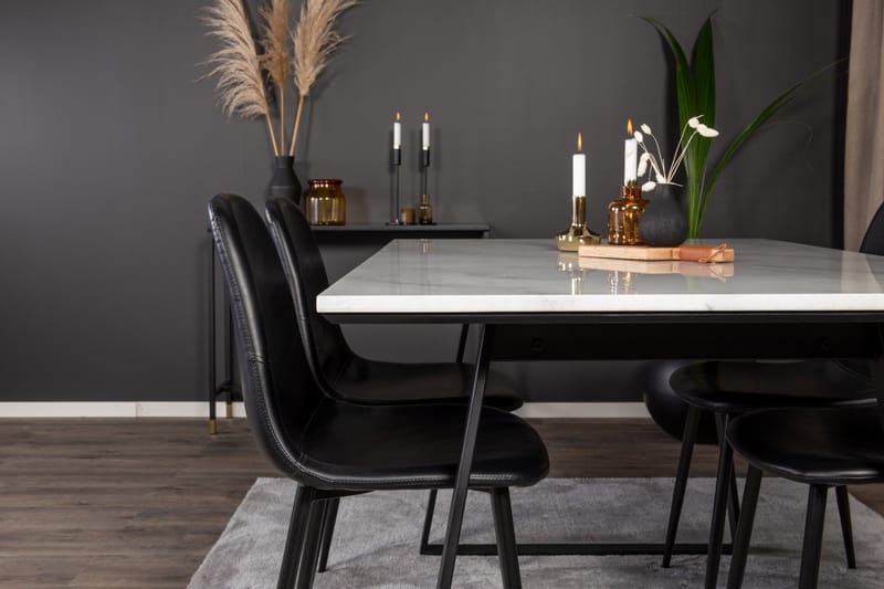 Estelle Matgrupp 140 cm Rektangulär med 4 Polar stolar - Svart - Products - Möbler - Bord & matgrupp - Matgrupp