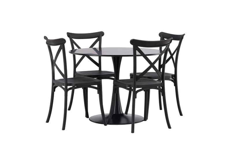 Glade Matgrupp 100 cm Rund med 4 Crosett stolar - Svart - Products - Möbler - Bord & matgrupp - Matgrupp