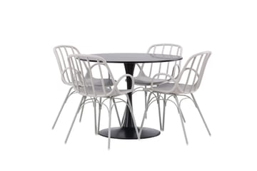 Glade Matgrupp 100 cm Rund med 4 Dyrön stolar - Svart - Products - Möbler - Bord & matgrupp - Matgrupp