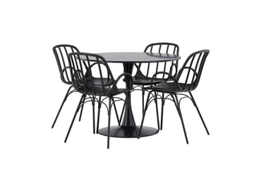 Glade Matgrupp 100 cm Rund med 4 Dyrön stolar - Svart - Products - Möbler - Bord & matgrupp - Matgrupp