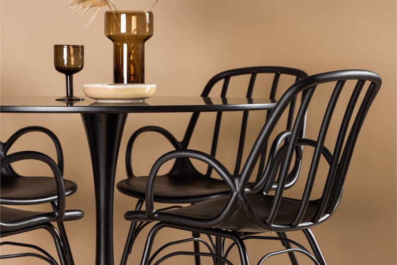 Glade Matgrupp 100 cm Rund med 4 Dyrön stolar - Svart - Products - Möbler - Bord & matgrupp - Matgrupp