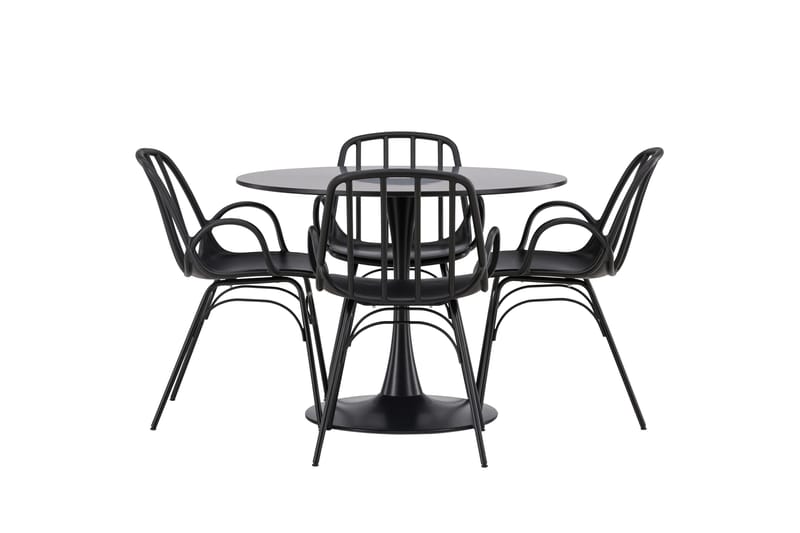 Glade Matgrupp 100 cm Rund med 4 Dyrön stolar - Svart - Products - Möbler - Bord & matgrupp - Matgrupp