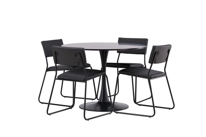 Glade Matgrupp 100 cm Rund med 4 Kenth Stolar - Svart - Products - Möbler - Bord & matgrupp - Matgrupp