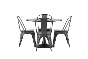 Glade Matgrupp 100 cm Rund med 4 Tempe stolar - Mörkgrå - Products - Möbler - Bord & matgrupp - Matgrupp