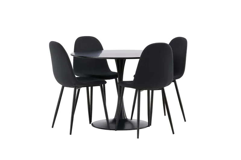 Glade Matgrupp 100 cm Rund med 4 Polar stolar - Svart - Products - Möbler - Bord & matgrupp - Matgrupp