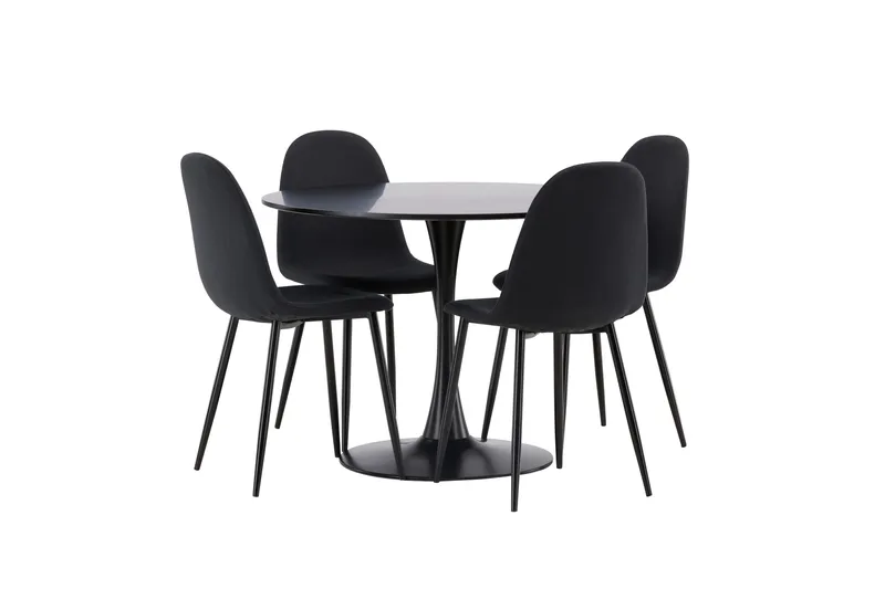 Glade Matgrupp 100 cm Rund med 4 Polar stolar - Svart - Products - Möbler - Bord & matgrupp - Matgrupp