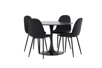 Glade Matgrupp 100 cm Rund med 4 Polar stolar - Svart - Products - Möbler - Bord & matgrupp - Matgrupp