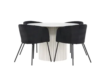 Härön Matgrupp 110 cm Rund med 4 Berit stolar - Vit/Svart - Products - Möbler - Bord & matgrupp - Matgrupp