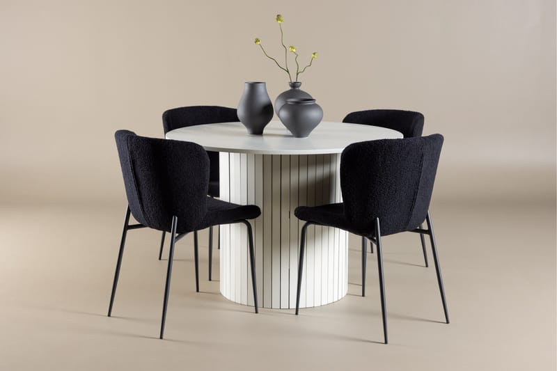 Härön Matgrupp 110 cm Rund med 4 Modesto stolar - Vit/Svart - Products - Möbler - Bord & matgrupp - Matgrupp