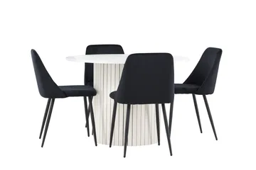 Härön Matgrupp 110 cm Rund med 4 Night stolar - Vit/Svart - Products - Möbler - Bord & matgrupp - Matgrupp