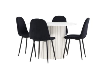 Härön Matgrupp 110 cm Rund med 4 Polar stolar - Vit/Svart - Products - Möbler - Bord & matgrupp - Matgrupp