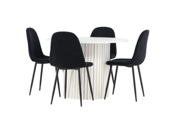 Härön Matgrupp 110 cm Rund med 4 Polar stolar - Vit/Svart - Products - Möbler - Bord & matgrupp - Matgrupp