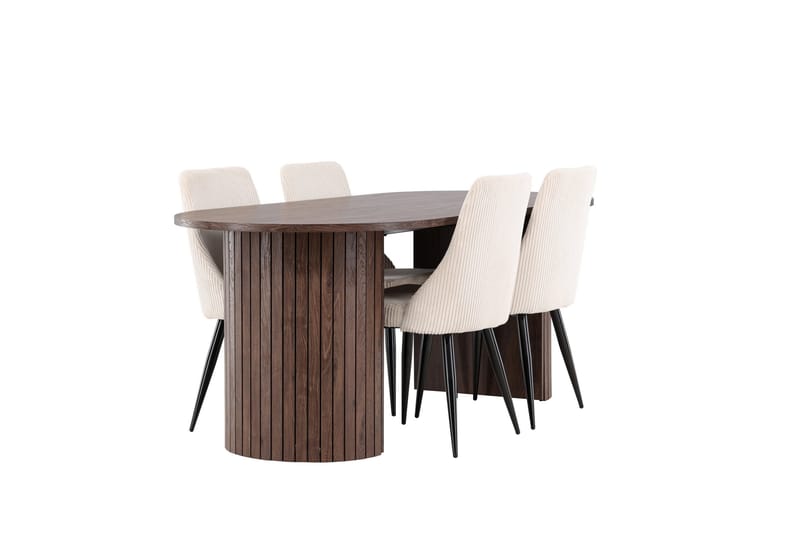 Härön Matgrupp 200 cm Oval med 4 Leone stolar - Mocca/Beige - Products - Möbler - Bord & matgrupp - Matgrupp