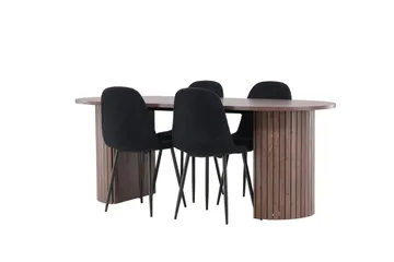 Härön Matgrupp 200 cm Oval med 4 Polar stolar - Mocca/Svart - Products - Möbler - Bord & matgrupp - Matgrupp