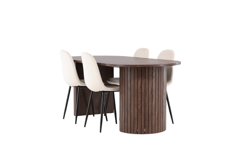 Härön Matgrupp 200 cm Oval med 4 Polar stolar, Mocca/Beige