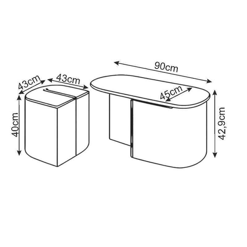 Hu Soffbordsset 90x42,9x45 cm - Svart - Products - Möbler - Bord & matgrupp - Soffbord