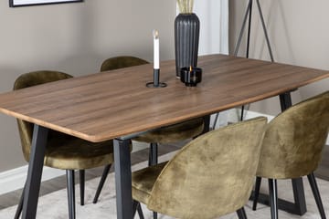 Inca Matgrupp 160 cm Rektangulär med 4 Velvet stolar - Svart - Products - Möbler - Bord & matgrupp - Matgrupp