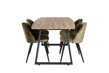 Inca Matgrupp 160 cm Rektangulär med 4 Velvet stolar - Svart - Products - Möbler - Bord & matgrupp - Matgrupp