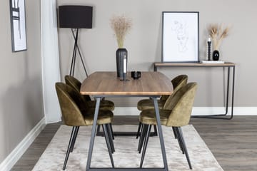 Inca Matgrupp 160 cm Rektangulär med 4 Velvet stolar - Svart - Products - Möbler - Bord & matgrupp - Matgrupp