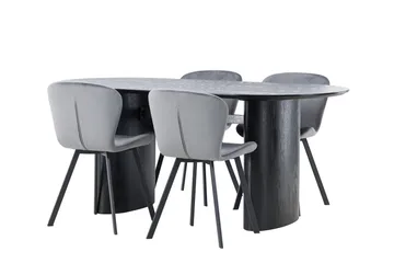 Isolde Matgrupp 180 cm Oval med 4 Lilja stolar - Svart - Products - Möbler - Bord & matgrupp - Matgrupp