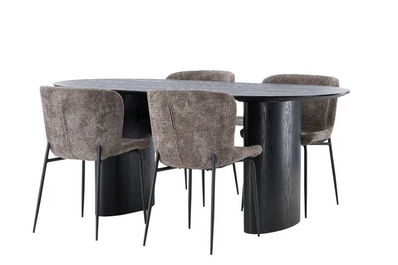 Isolde Matgrupp 180 cm Oval med 4 Modesto stolar - Svart - Products - Möbler - Bord & matgrupp - Matgrupp