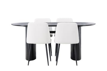 Isolde Matgrupp 180 cm Oval med 4 Night stolar - Svart - Products - Möbler - Bord & matgrupp - Matgrupp